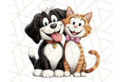 Dog and Cat Friends PNG, Cute Pet Clipart, Funny Animal Art Product Image 4
