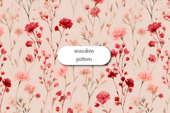 Red Blush Floral Seamless Pattern Soft Watercolor Blooms Product Image 1