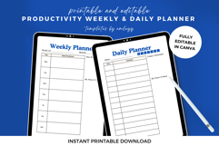 Productivity Weekly &amp; Daily Planner Template Editable Canva Product Image 4