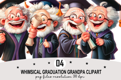 Whimsical Graduation Grandpa Clipart Watercolor PNG Product Image 1