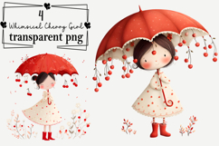 Whimsical Cherry Girl Clipart Watercolor PNG Product Image 1