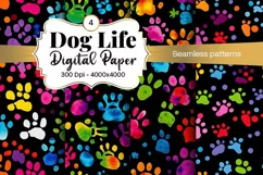 Dog Paw Digital Paper Seamless Scrapbook Paper Product Image 1