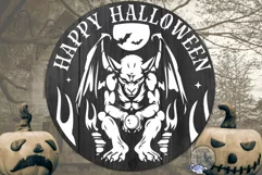 Happy Halloween Svg | Round Halloween Sign | Door Hanger Product Image 1
