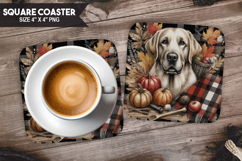 Cozy Dog Coaster, Buffalo Plaid Square Coaster PNG Product Image 1