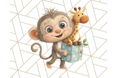 Zoo Monkeys Clipart, Cute Cartoon Jungle Monkeys PNG Product Image 4