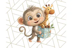 Zoo Monkeys Clipart, Cute Cartoon Jungle Monkeys PNG Product Image 4