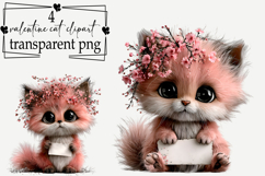 Valentine Cat Love Clipart Watercolor PNG Product Image 1
