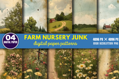 Farm Nursery Junk Journal Digital Paper Pattern PNG Product Image 1