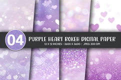 Purple Heart Bokeh Digital Paper Product Image 1