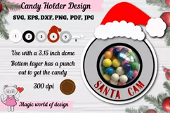 Christmas Santa cam candy dome svg, Layered Paper Cut Product Image 3