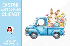 Cute Bunny in Vintage Truck with Spring Flowers,Easter PNG Product Image 7