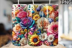 Colorful Flowers Tumbler Wrap - Sublimation Tumbler PNG Product Image 1