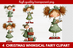 4 Christmas Whimsical Fairy Clipart | Cute Holiday Fairies Product Image 1