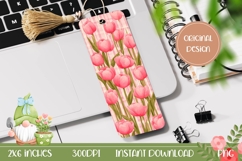 Printable Bookmark, Pink Tulips Bookmark Template Product Image 1