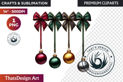 Christmas Baubles Clipart, Festive Holiday Ornaments PNG Product Image 1