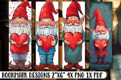 Watercolor Gnome Hearts Printable Bookmarks Product Image 1