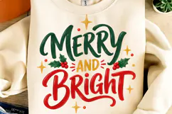Merry and Bright PNG, Christmas Bow PNG, Funny Christmas PNG Product Image 1