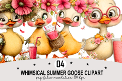 Whimsical Summer Goose Clipart Watercolor PNG Product Image 1