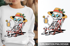 Funny Summer Skeleton Illustration - Sublimation PNG Design Product Image 1