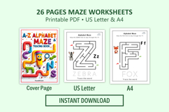26 Page Printable Alphabet Maze Worksheets Product Image 12
