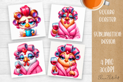Sarcastic chicken wine Sublimation, Coaster Product Image 1