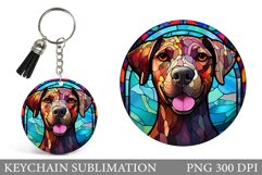 Dog Keychain Design. Stained Glass Dog Round Keychain Product Image 1