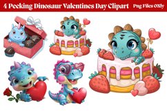 Peeking Dinosaur Valentines Day Clipart PNG Product Image 1