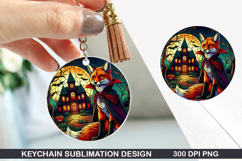 Stained Fox Keychain Sublimation -Halloween Keychain PNG Product Image 1