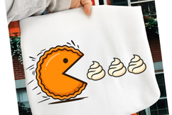 Funny Thanksgiving Pumpkin Pie Chasing PNG, Thanksgiving PNG Product Image 1