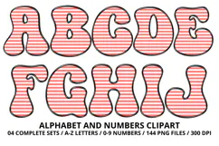 Stripes Alphabet Letters & Numbers Clipart PNG 300DI Product Image 2