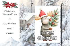Cartoon Christmas Moose Garden Flag Sublimation Design Product Image 1