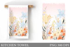 Flowers Kitchen Towel. Summer Kitchen Towel Sublimation Product Image 1