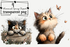 Whimsical Spring Cats PNG Clipart Watercolor PNG Product Image 1