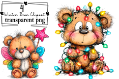Whimsical Winter Bear Clipart Watercolor PNG Product Image 1