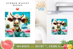 Funny Summer Magnet Sublimation, Summer Cow Magnet Print Product Image 1