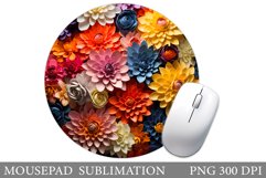 Flowers Mouse Pad Sublimation. 3D Flowers Round Mouse Pad Product Image 1