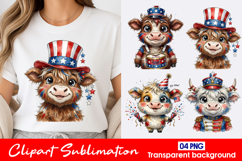 Uncle Sam Cow Clipart PNG Product Image 1