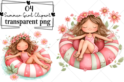 Whimsical Summer Girl Clipart Watercolor PNG Product Image 1