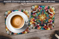 Flower Coaster Sublimation, Easter Coaster PNG Design Product Image 1