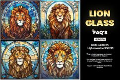 Lion Stained Glass Square Coaster - 04 Variations Product Image 2