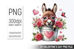 Valentine&#039;s Horse in Bucket, Animal Graphic For Crafts Product Image 1