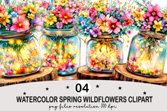 Watercolor Spring Wildflowers Clipart Png Product Image 1