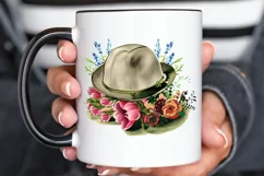 Watercolor Floral Hat Garden PNG Clipart Product Image 2