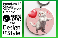 Charming Keychain Round Design PNG , Cute Cat Product Image 1