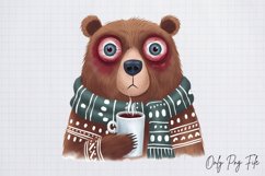 Grumpy Christmas Animal Coffee Clipart PNG Product Image 1