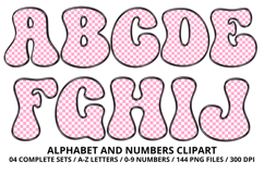 Checkerboard Alphabet Letters &amp; Numbers Clipart PNG 300DPI Product Image 2