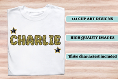 Black and Gold Alphabet png clipart, gold letters doodle Product Image 6