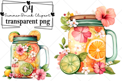 Whimsical Summer Tropical Drink Clipart Watercolor PNG Product Image 1