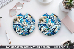 Bears Car Coaster Sublimation| Christmas Coaster PNG Product Image 1