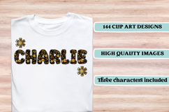 Black and Gold Alphabet png clipart, gold letters doodle Product Image 6